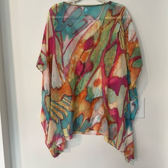 Chico’s Semi-sheer Colorful Kaftan, Coverup, Tunic Top L/XL - Picture 4 of 6